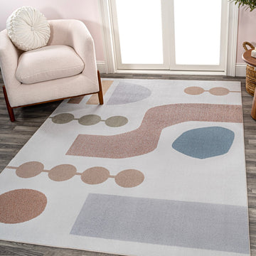 Riley Abstract Coastal Kids & Novelty Machine-washable Area Rug